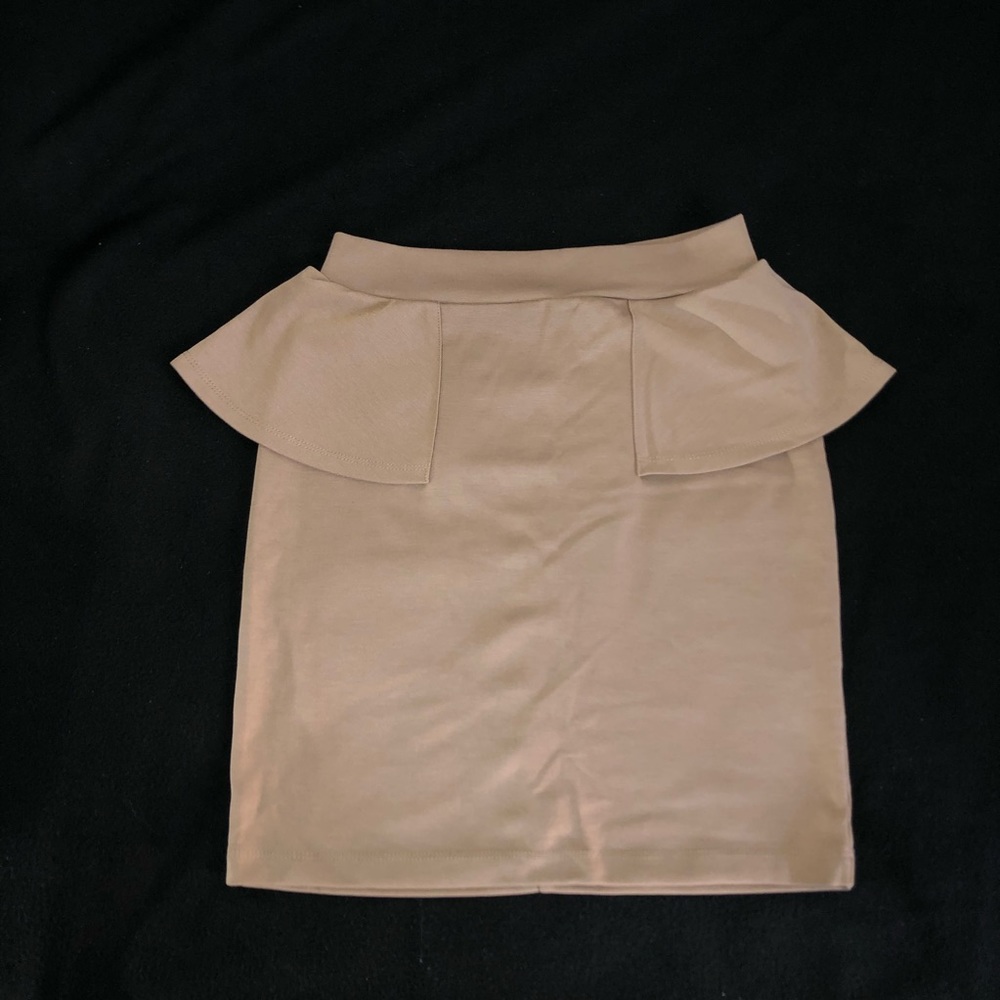 Peplum Tan Mini Skirt